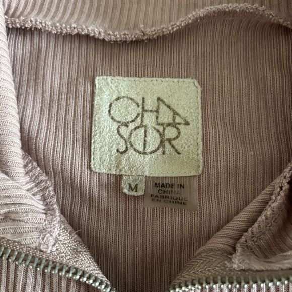 Chaser Womens Pale Pink Zip Up with Puffed Shoulders - Size M - Picture 3 of 7